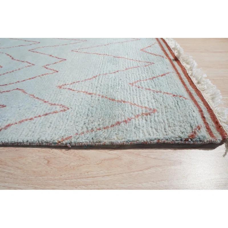 EORC Isla Moroccan Blue Hand Knotted Wool Rug