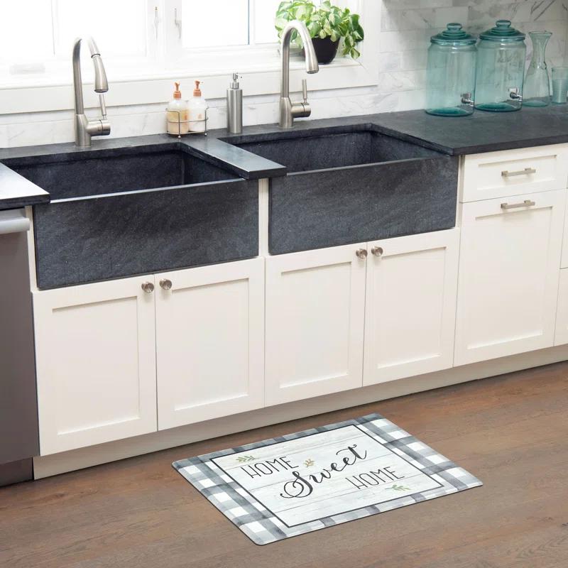 SoHome Cozy Living Home Sweet Home Farmhouse Buffalo Check Border Anti-Fatigue Mat