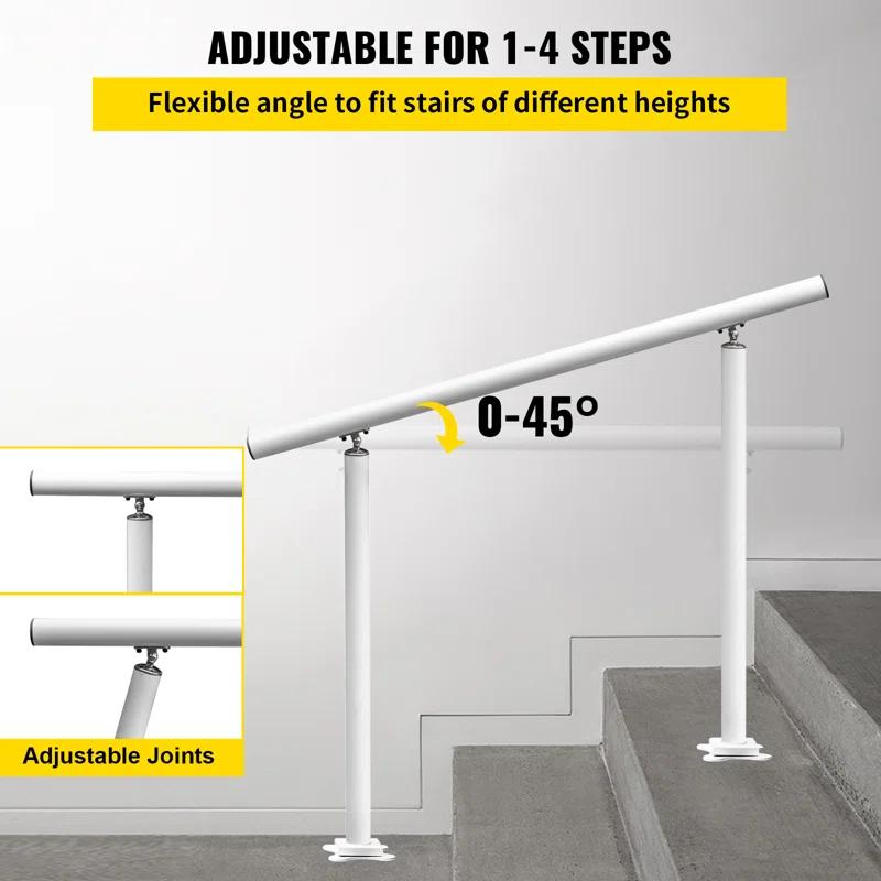VEVOR VEVOR Outdoor Stair Railing Kit Aluminum Handrail for 3/4 Steps