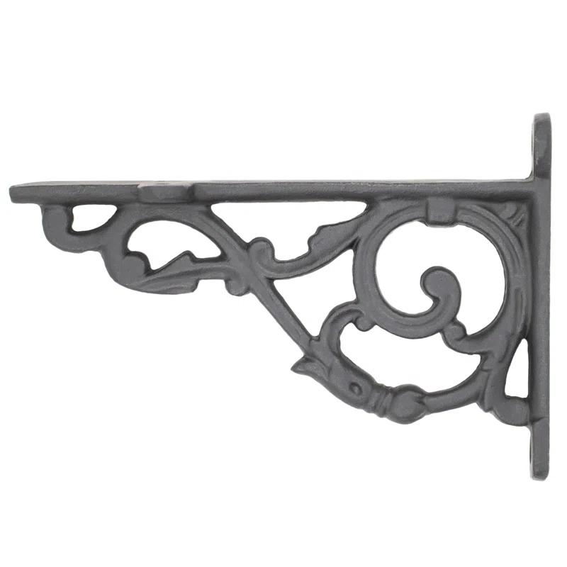 Astoria Grand Lillith Solid Cast Iron Shelf Brackets Victorian Colonial Retro Steampunck Gothic Baroque Medieval (Set of 2)