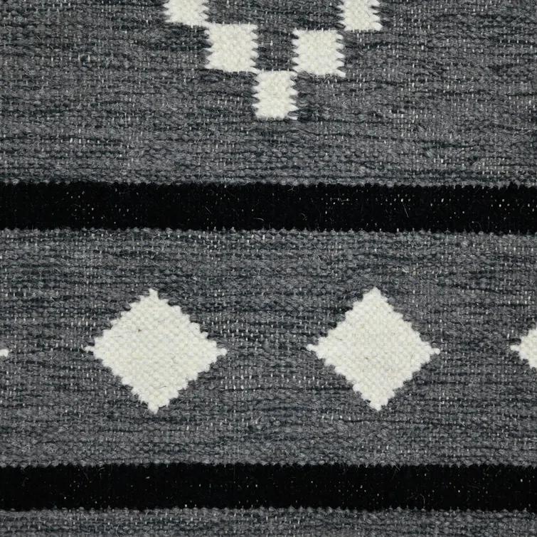 Union Rustic Oneil Moroccan Handmade Wool Gray Area Rug