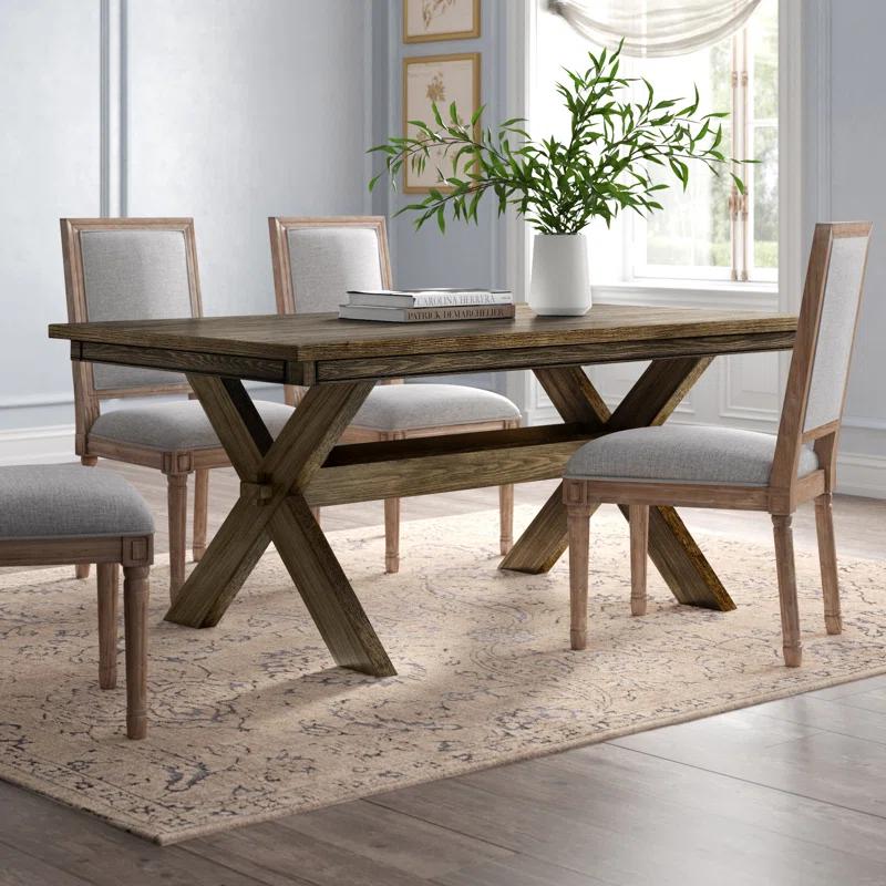 Kelly Clarkson Home Gigi 70" Solid Wood Farmhouse Trestle Base Dining Table