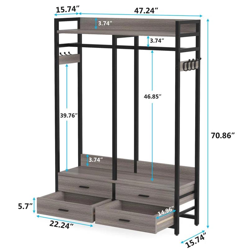 Heavy Duty Garment Rack With 4 Drawers