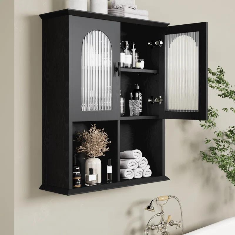 Red Barrel Studio® Bathroom Wall Cabinet with Fluted Door