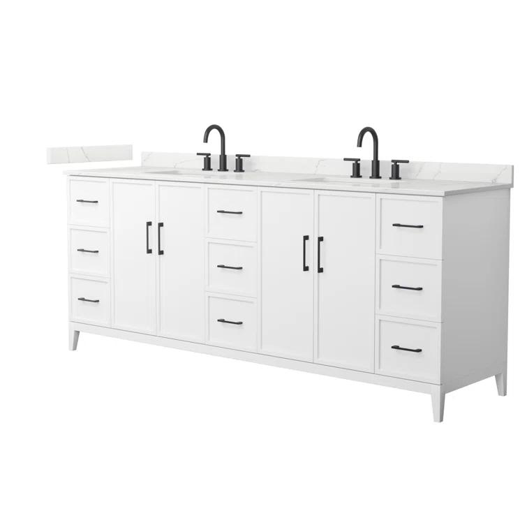 Wyndham Collection Elan 84'' Double Bathroom Vanity with Quartz Top