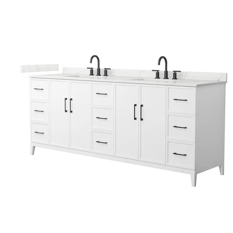 Wyndham Collection Elan 84'' Double Bathroom Vanity with Quartz Top