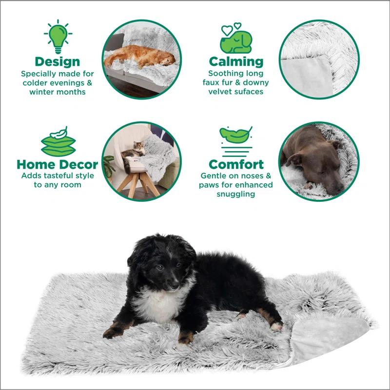 FurHaven Long Fur & Velvet Waterproof Blanket - Mist Gray, Large