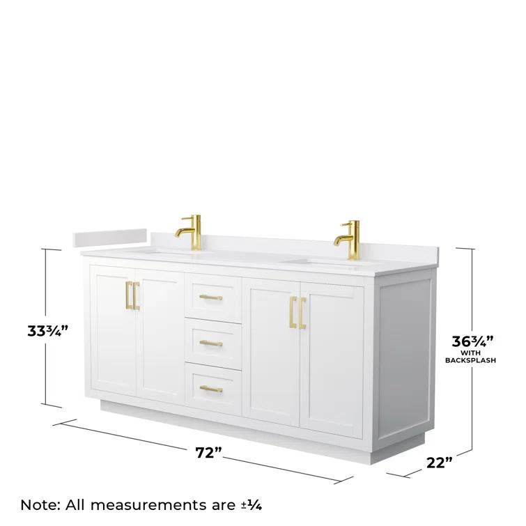 Wyndham Collection Miranda 72" Freestanding Double Bathroom Vanity with Cultured Marble Top with 70" Mirror | Wayfair