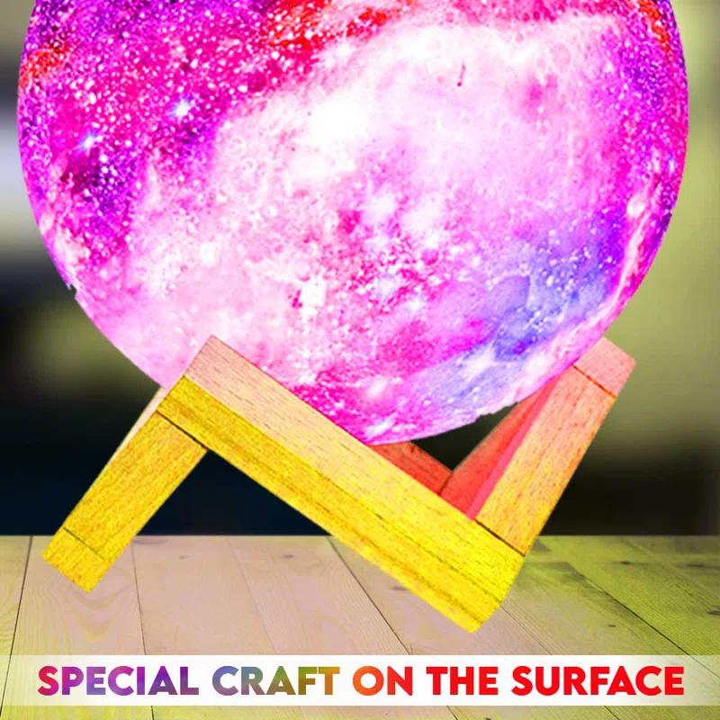 WBM LLC Himalayan Glow 3D galaxy Moon Lamp, 16 Multi-Color LEDs, Unique Idle Gift for Girls, Women
