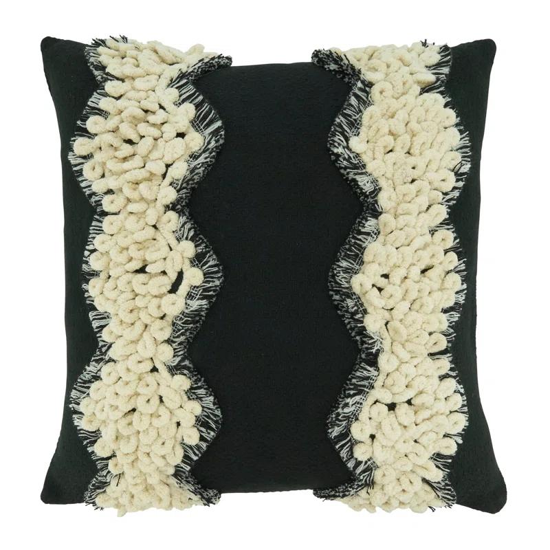 Saro Evelyn Collection Tassels Cotton Throw Pillow