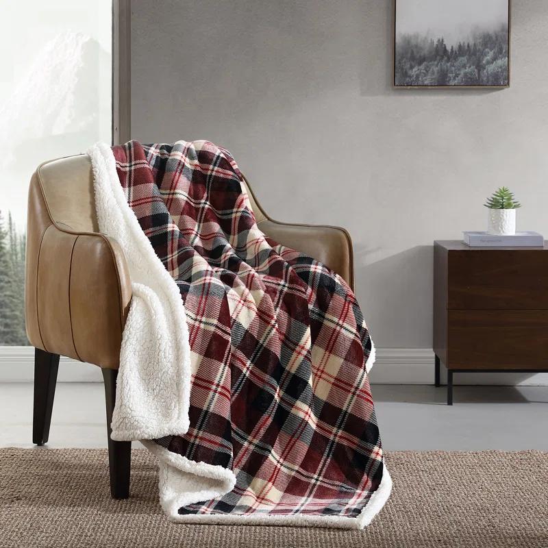 Eddie Bauer Printed Plush Fleece/Sherpa Throw Blankets