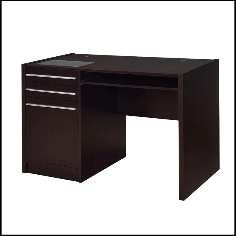 Hokku Designs Connect-it Office Desk with Charging Station in Cappuccino Lift-top storage contains power outlet