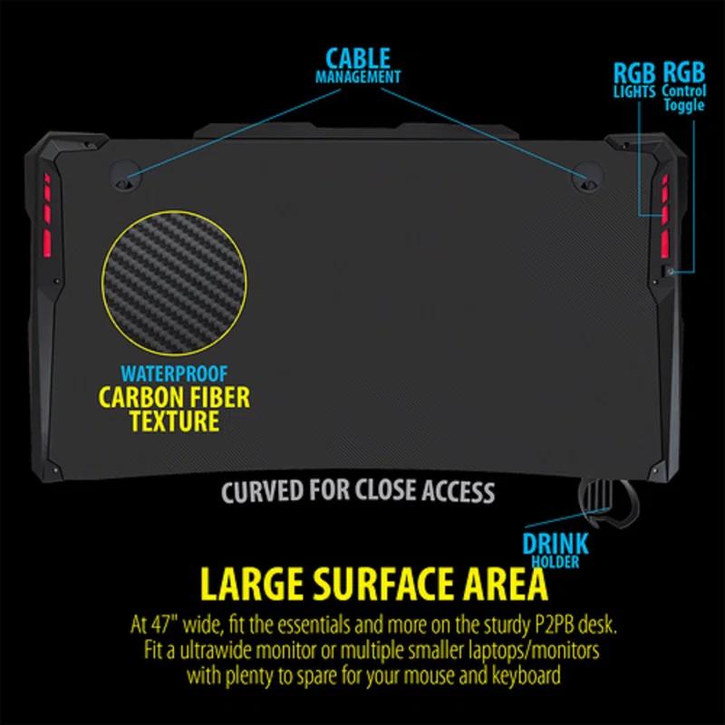 Inbox Zero Déco Gear 47" LED Carbon Fiber Surface Gaming Desk & Reviews | Wayfair