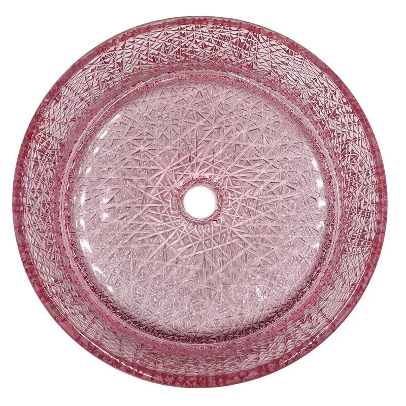 CastelloUSA Stadium 16" Glass Circular Bathroom Vessel Sink - Timeless Collection CB-VC-16-LPNT-16