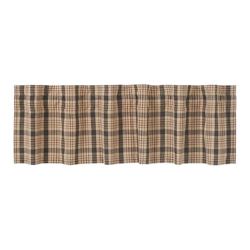 Rosalind Wheeler Holms Plaid Cotton Tailored Window Valance in Khaki/ Forest Green/ Russet