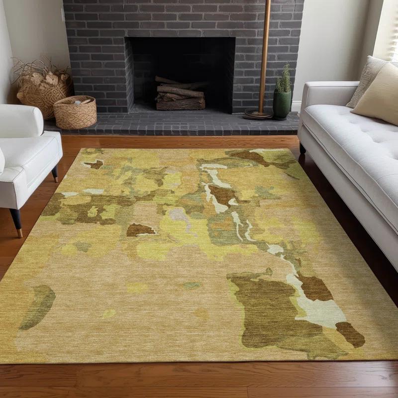 Machine Washable Indoor/Outdoor Chayden ACN1028 Gold Rug