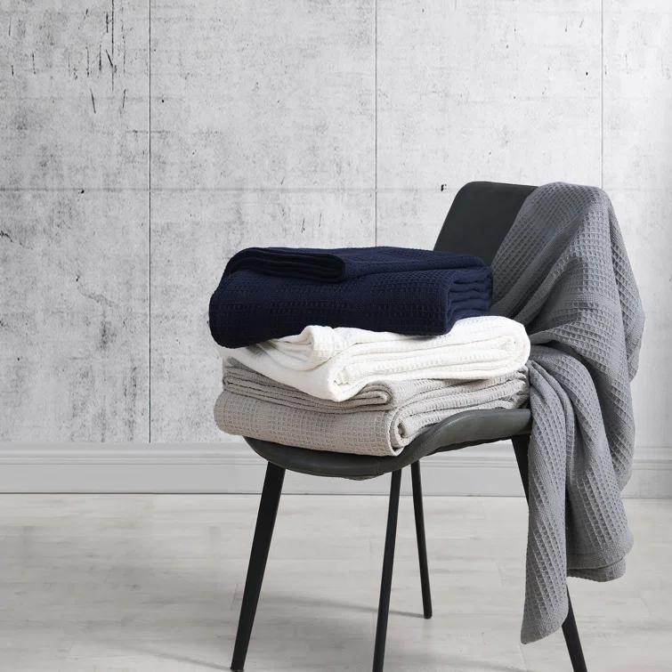 Kenneth Cole Kenneth Cole Waffle Grid Solid Cotton Blanket