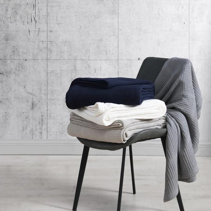 Kenneth Cole Kenneth Cole Waffle Grid Solid Cotton Blanket
