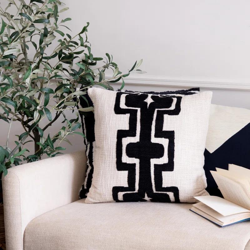 Geometric Handmade Cotton Wool Blend Decorative Throw Pillow