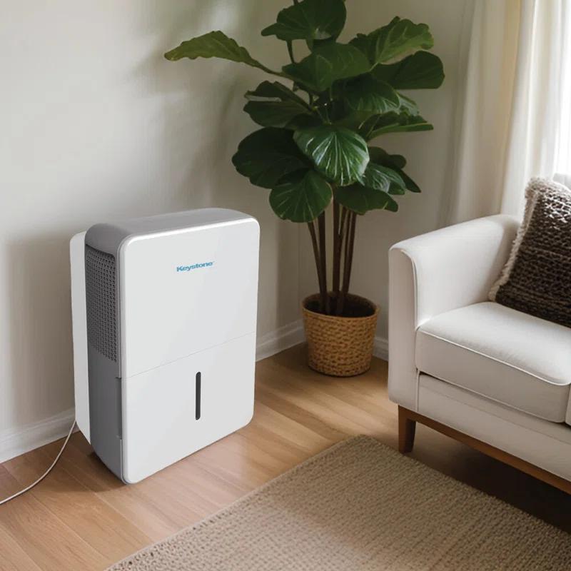 Keystone Keystone 50 Pint Portable Dehumidifier for up to 4,500 Sq. Ft. in White