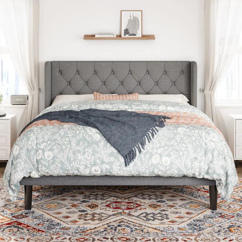 Latitude Run® Walace Upholstered Wingback Bed