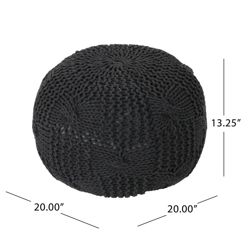 Anouk Knitted Cotton Pouf Dark Gray - Christopher Knight Home