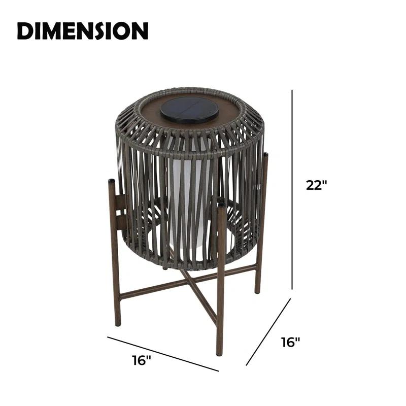 Decorative Light With Brown Wicker, Integrated LED Solar Lamp For Porch, Garden, Patio, Enjoy Eco-Friendly Illumination, Baffin Taupe