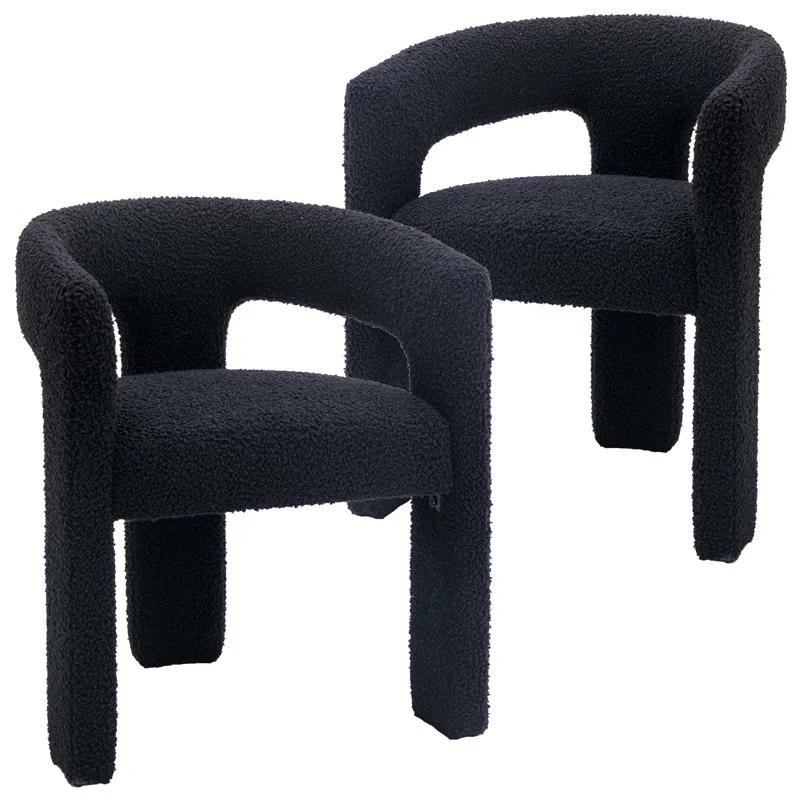 wahson office chair Modern Dining Chairs Barrel Dining Chair Upholstered Dining Room Chair with Arm Comfy Accent Side Chair for Dining Room/Living Room (Set of 2)