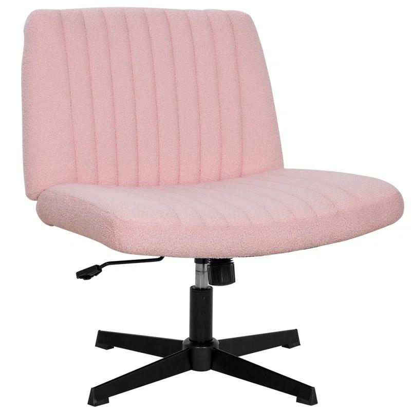 FDW Criss Cross Chair Armless Office Chair No Wheels Modern Swivel Height Adjustable Ergonomic Desk Chair With Wide Seat Computer Task Vanity Chair For Home Office