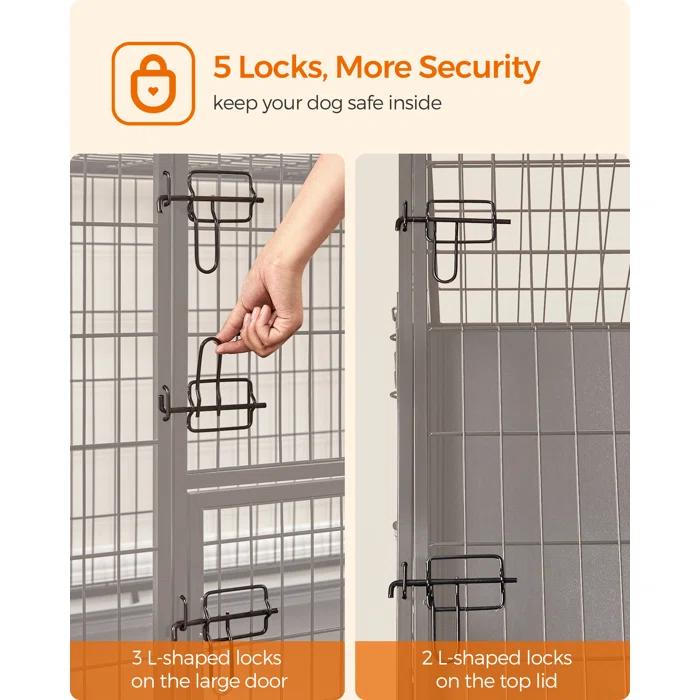 FEANDREA Heavy-Duty Dog Crate with Removable Tray