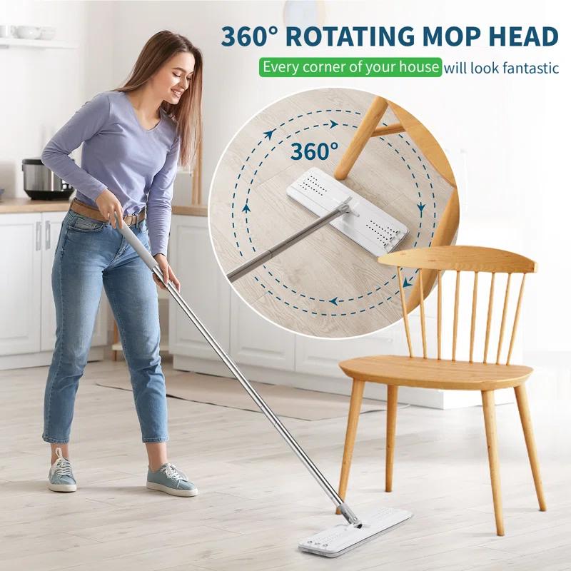 Oshang Oshang Flat Mop and Bucket OG2 - Hand-Free Floor Cleaning Mop - 4 Microfiber Mop Pads Included