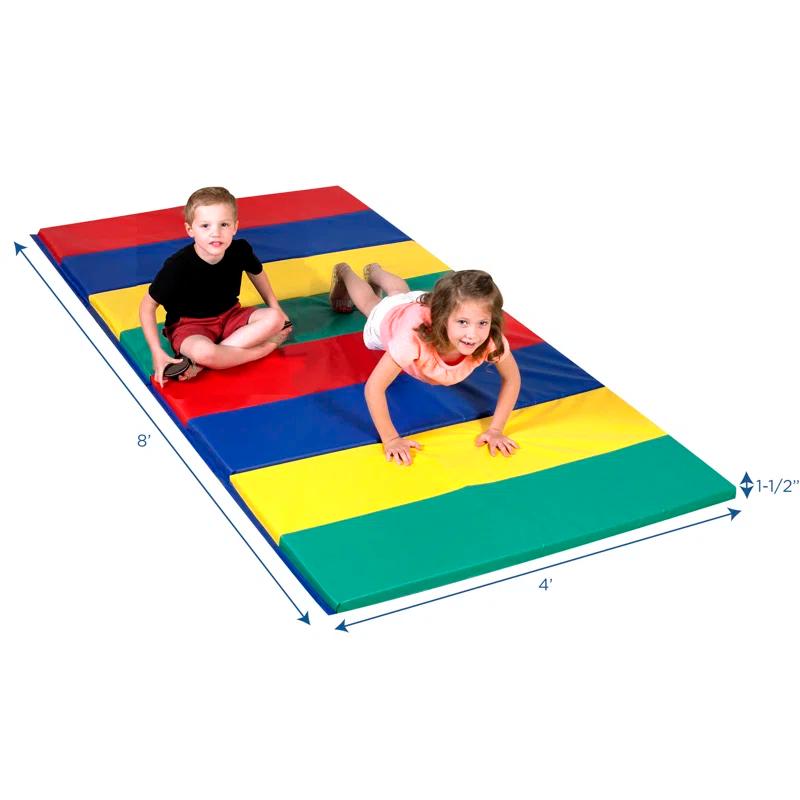 Angeles Primary 4' x 6' Folding Gym Mat - Rainbow