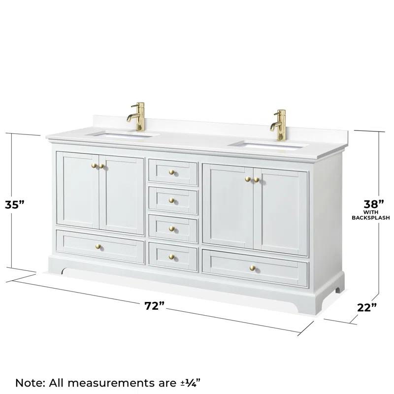 Wyndham Collection Deborah 72'' Double Bathroom Vanity with Marble Top
