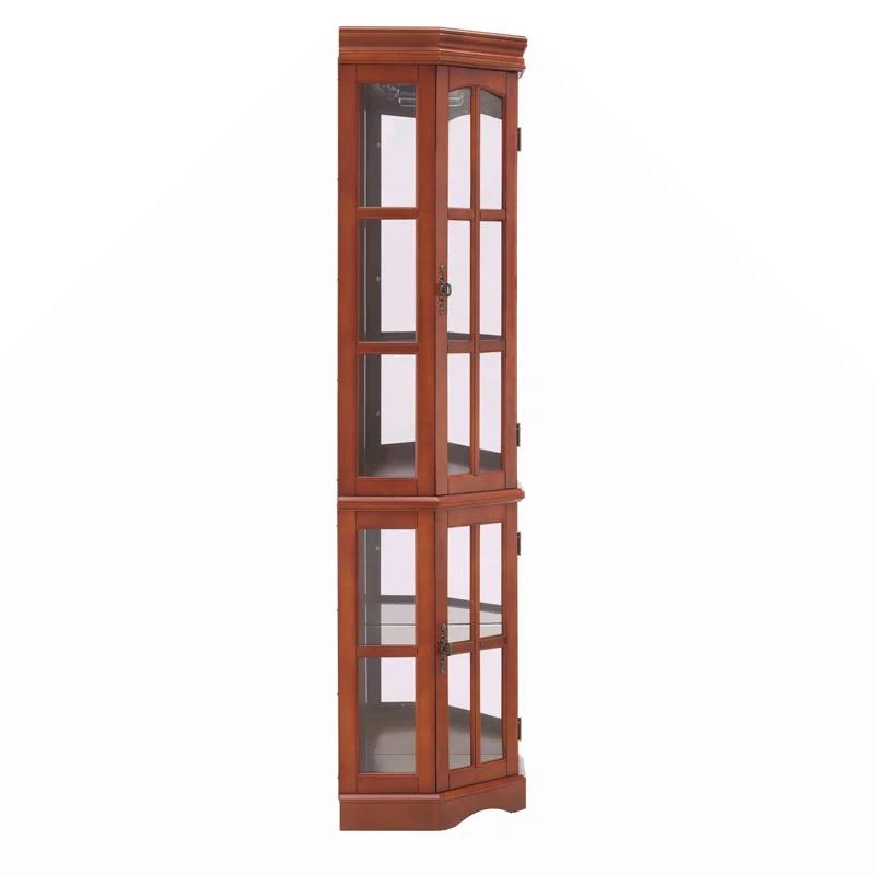 Mugsy Corner Curio Cabinet With 5 Shelves And Lighting System(E26 Light Bulb Not Included)