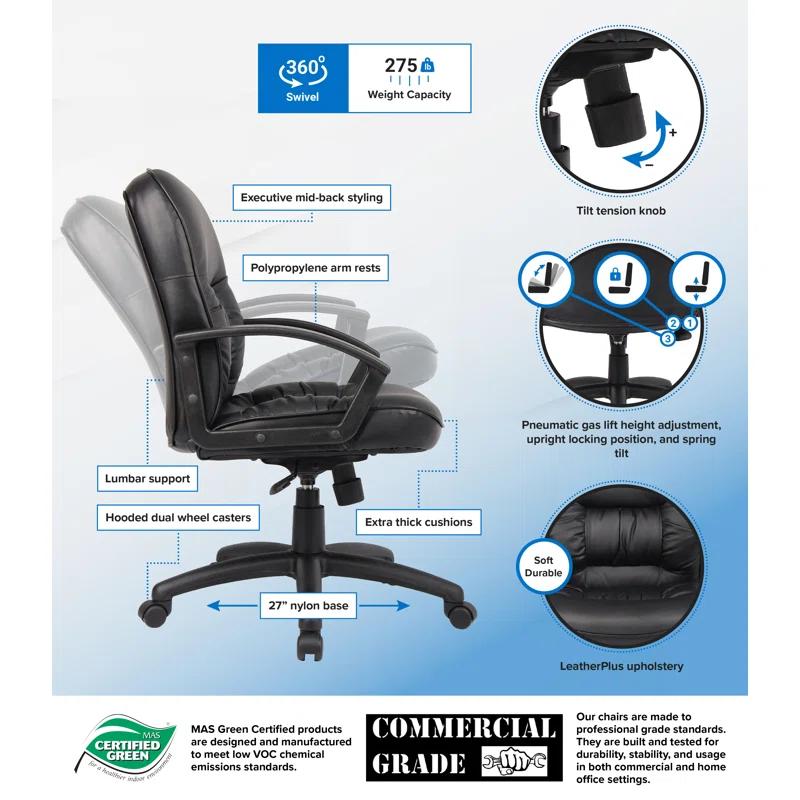Boss Office Products Ergonomic Vinyl Executive Chair