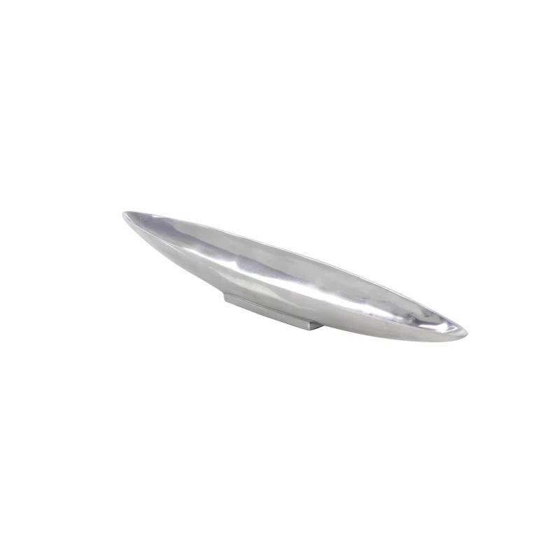 Hurtt Aluminum Metal Sleek Minimalistic Boat Decor Silver Tray