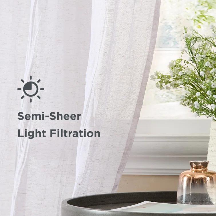 Solid Semi-Sheer Curtain Panels (Set of 2)