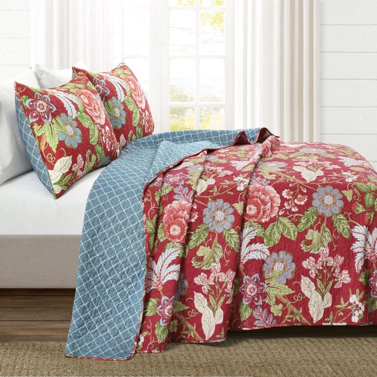 Lush Decor Granborough Cotton Reversible Traditional 3 Piece Quilt Set
