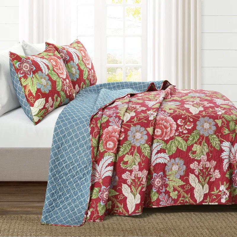 Lush Decor Granborough Cotton Reversible Traditional 3 Piece Quilt Set