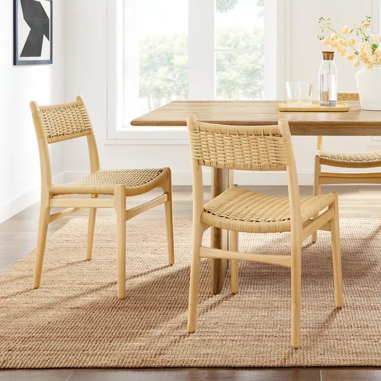 Modway Wynn Rope And Wood Dining Side Chairs Set Of 2