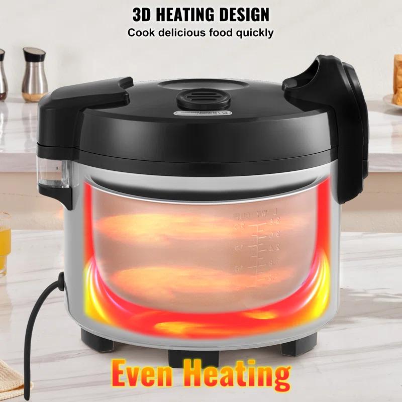 Commercial Rice Cooker 45-Cup Non-Stick Pot 9L 12H Keep Warm