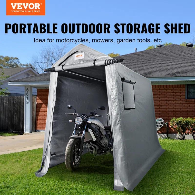 VEVOR Heavy Duty Waterproof 6 ft. W x 8 ft. D Polyethylene Portable Storage Shed | Wayfair
