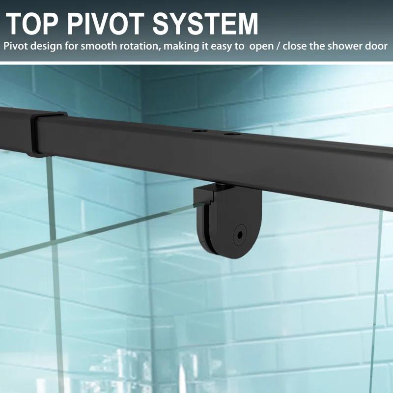 28 - 32 in. W x 71 in. H Pivot Semi-Frameless Sliding Shower Door in Matte Black with Clear SGCC Tempered Glass