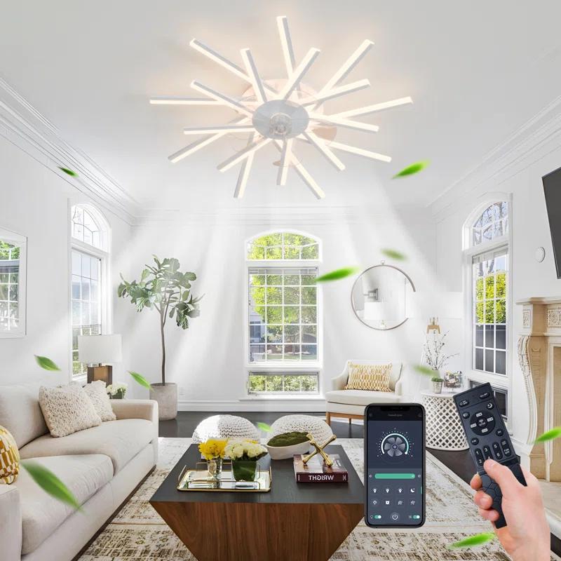 Orren Ellis 36'' 5 - Blade Dimmable LED Ceiling Fan with Remote Control and APP
