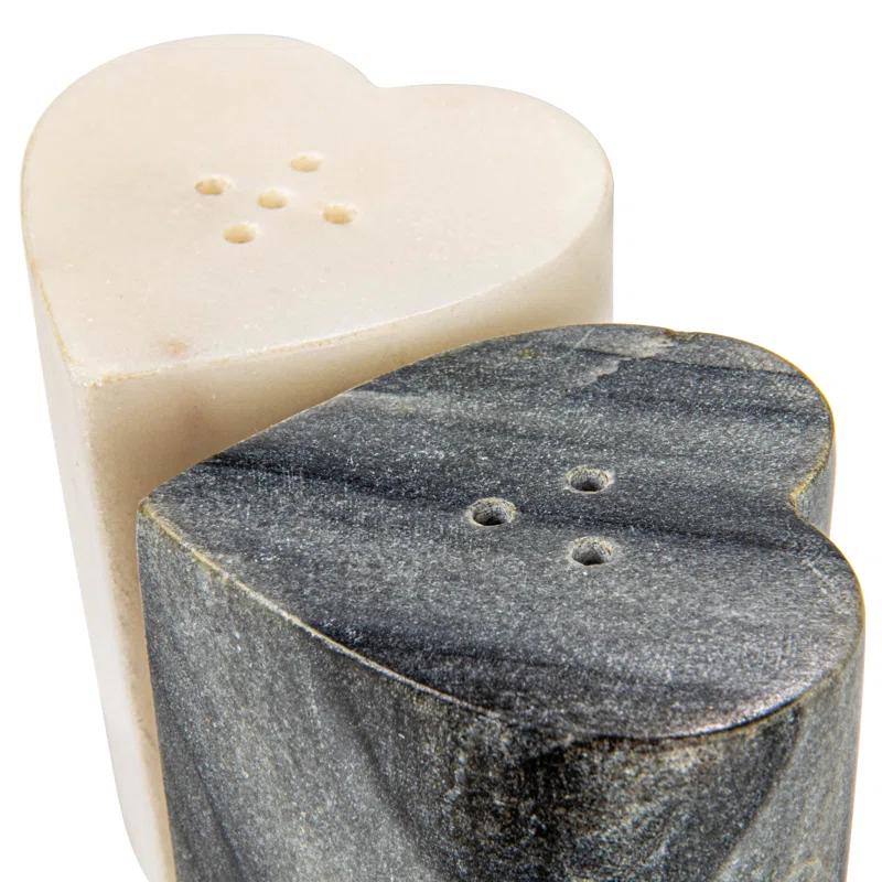Creative Co-Op Heart-Shaped Marble Salt And Pepper Shakers