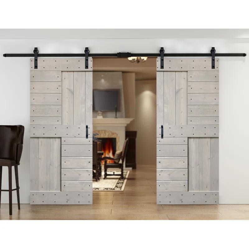84'' Solid Wood Paneled with Installation Hardware Kit Barn Door
