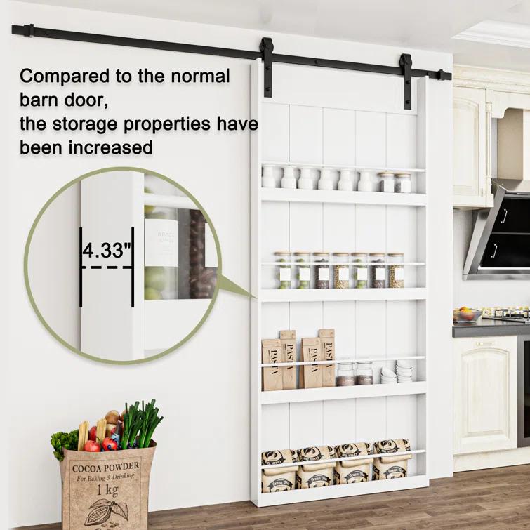 ARK DESIGN 84"H Wood and Primed Bookshelf Style Barn Door with Mounting Hardware Kit