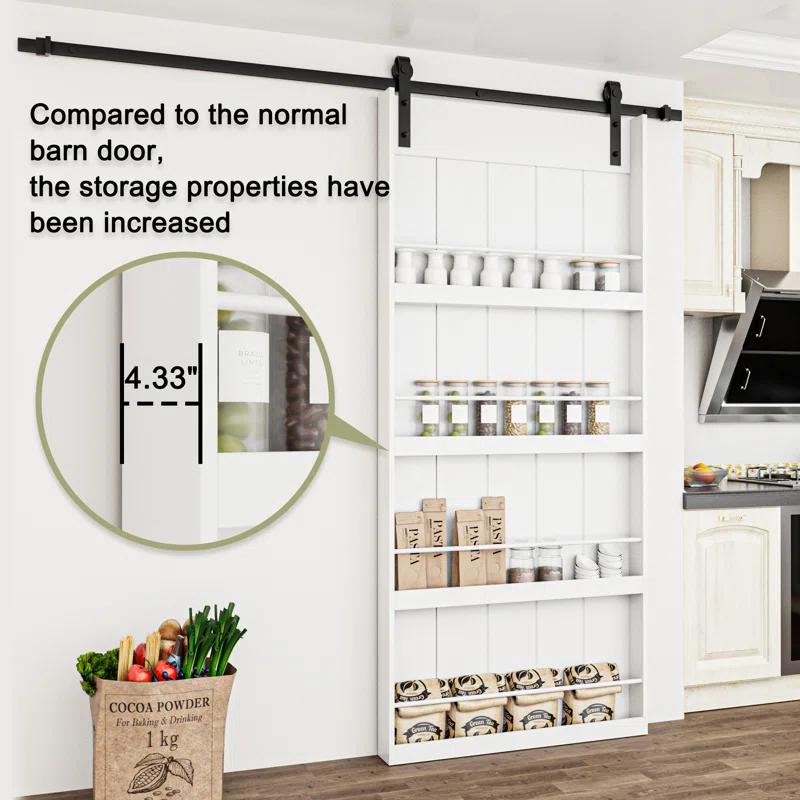 ARK DESIGN 84"H Wood and Primed Bookshelf Style Barn Door with Mounting Hardware Kit