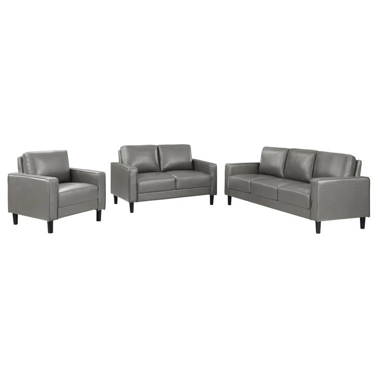 Alma Ruth 3-Piece Upholstered Track Arm Sofa Set Grey