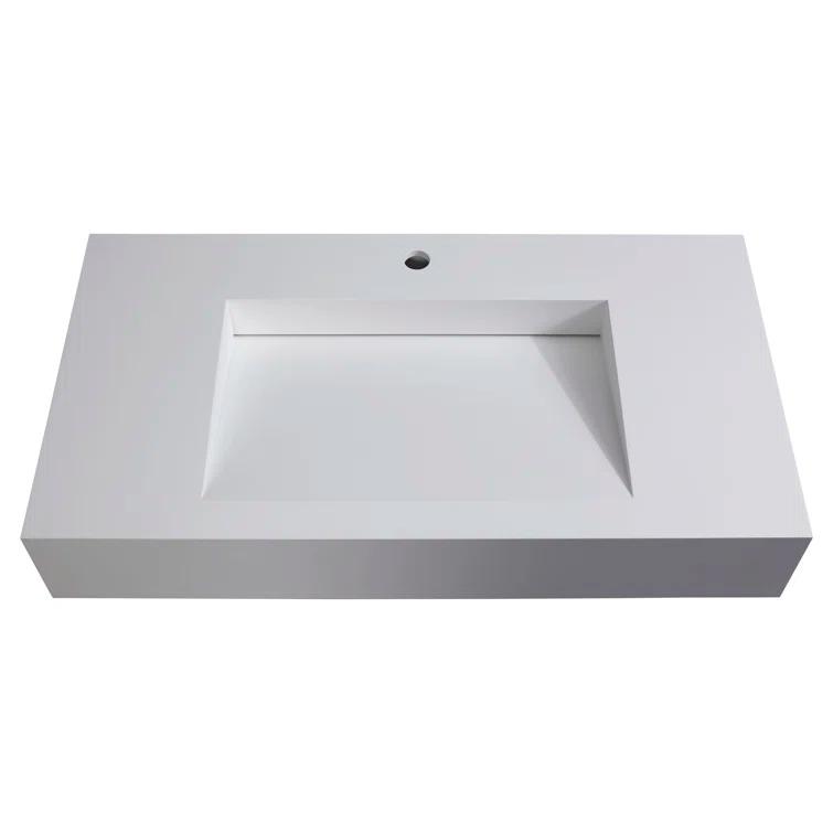 CastelloUSA Pyramid 36" Rectangular Wall Mount Solid Surface Bathroom Sink CB-GM-2053